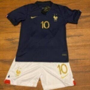 Kids France Mbappe #10 Soccer JERSEY SHORTS Set